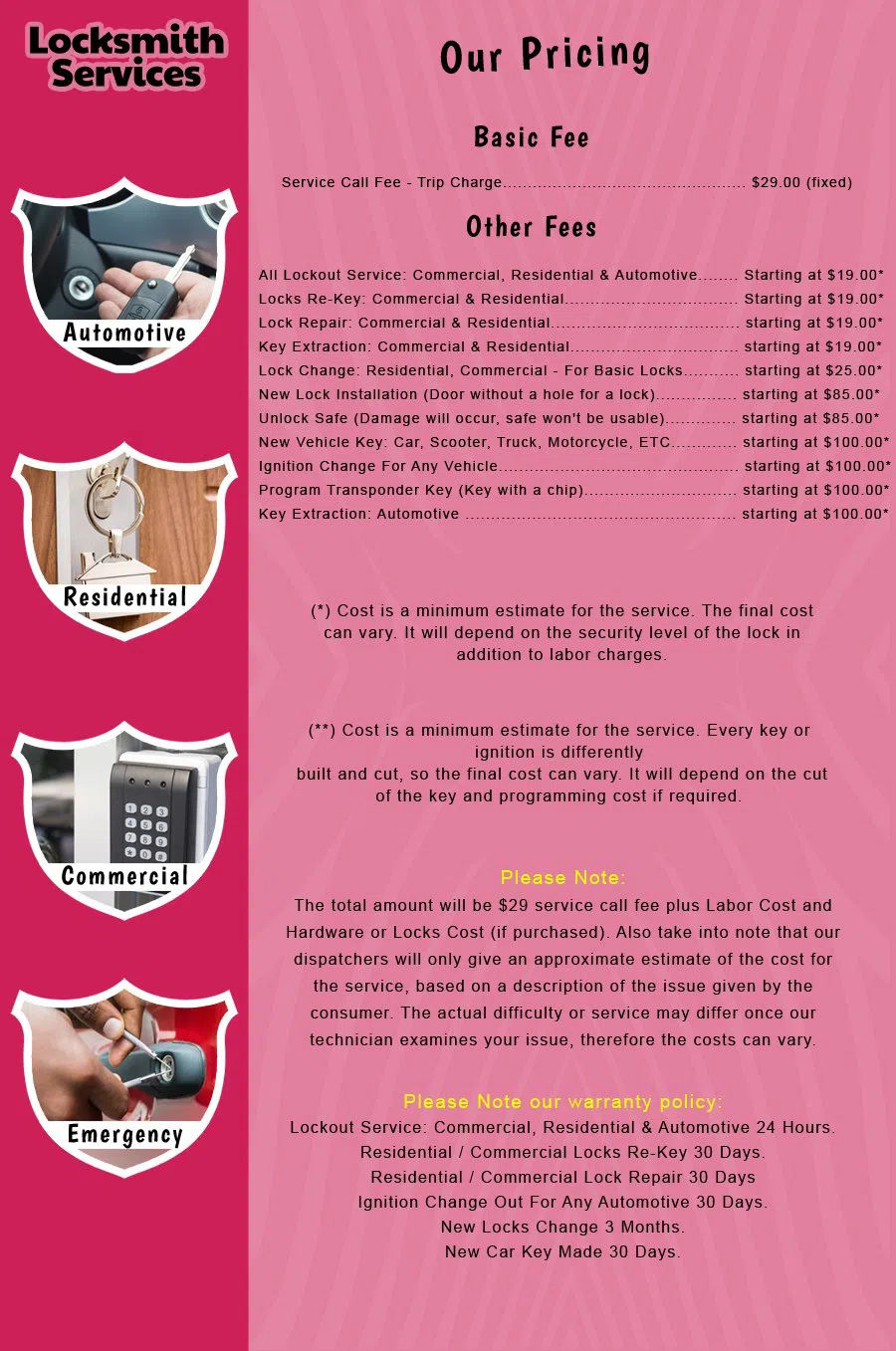 Cedar Grove NJ Locksmith Store Cedar Grove, NJ 973-753-2797 - price-list-c-18